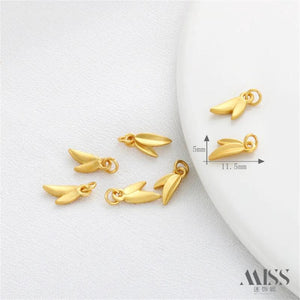 18K Clad Bamboo Leaf Pendant DIY Jewelry Accessories
