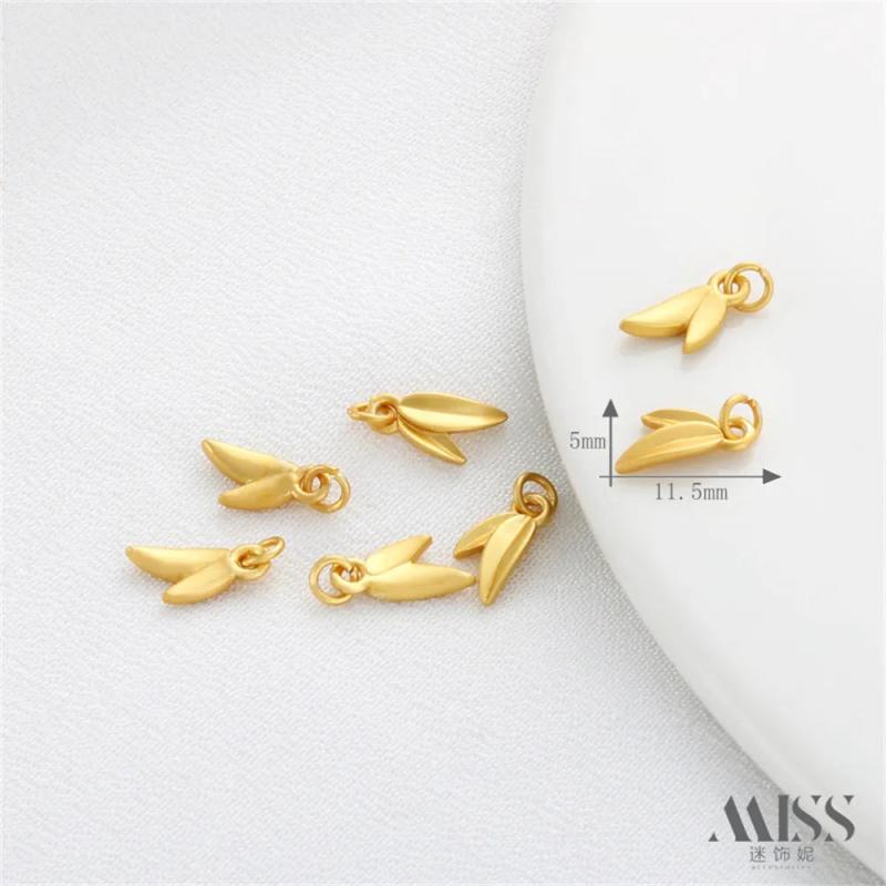 18K Clad Bamboo Leaf Pendant DIY Jewelry Accessories