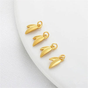 18K Clad Bamboo Leaf Pendant DIY Jewelry Accessories