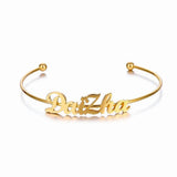 Stainless Steel Name Bracelet Initial Letter Bangles for Women