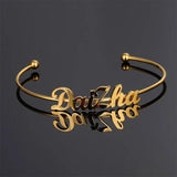 Stainless Steel Name Bracelet Initial Letter Bangles for Women