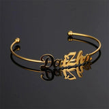 Stainless Steel Name Bracelet Initial Letter Bangles for Women
