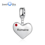 Engraved Heart Charm Bead for Bracelets