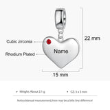 Engraved Heart Charm Bead for Bracelets