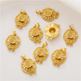 Sand Preservation Engraved 999 Pendant with Pearl Beads Straw Hat DIY Chain