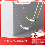 925 Silver Women's Geometric Pipe Pendant Beads Necklace