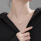 925 Silver Women's Geometric Pipe Pendant Beads Necklace
