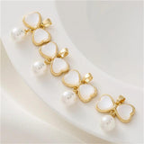 14K Clad Mother of Pearl Bow Shell Bead Pendant DIY Jewelry