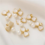 14K Clad Mother of Pearl Bow Shell Bead Pendant DIY Jewelry