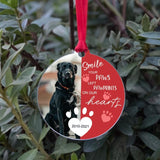 Photo Dog Memory Pet Loss Ornament: Paws Left Pawprints On Our Hearts