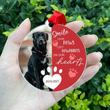 Photo Dog Memory Pet Loss Ornament: Paws Left Pawprints On Our Hearts