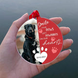 Photo Dog Memory Pet Loss Ornament: Paws Left Pawprints On Our Hearts