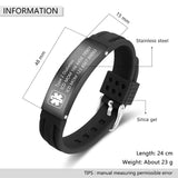 Personalized Medical Alert ID Bracelet - Stainless Steel Bangle for Men