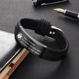 Personalized Medical Alert ID Bracelet - Stainless Steel Bangle for Men