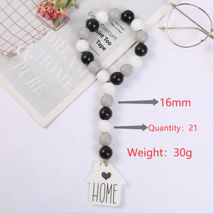DIY Beaded Set Ornaments Tassel Hemp Rope Wooden Bead Wall Pendant