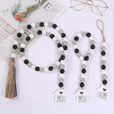DIY Beaded Set Ornaments Tassel Hemp Rope Wooden Bead Wall Pendant