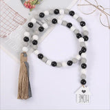 DIY Beaded Set Ornaments Tassel Hemp Rope Wooden Bead Wall Pendant