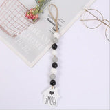 DIY Beaded Set Ornaments Tassel Hemp Rope Wooden Bead Wall Pendant