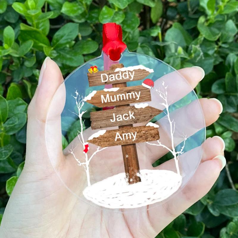 Family Name Christmas Ornament Clear Acrylic Pendant