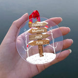 Family Name Christmas Ornament Clear Acrylic Pendant