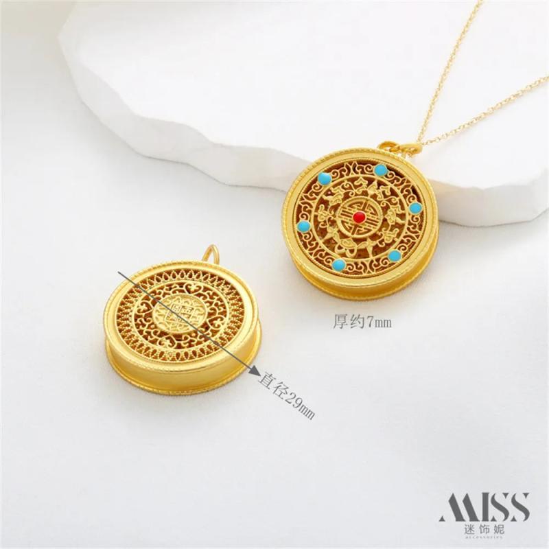 Ancient Hollowed Out Wufu Pendant DIY Sweater Chain Necklace