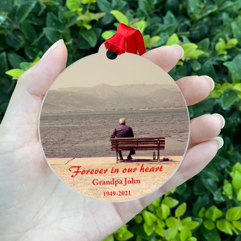Grandpa Memorial Gift Photo Ornaments Charm Acrylic Pendant Opa Picture