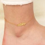 Personalized Old English Anklet Stainless Steel Chain for Women