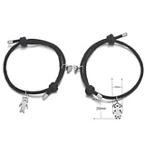 Adjustable Steel Magnet Bracelet Personalized Engrave Name Couples