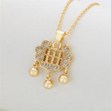 14K Clad Abacus Lock Pendant with Zirconium Stone