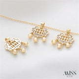 14K Clad Abacus Lock Pendant with Zirconium Stone