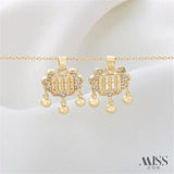 14K Clad Abacus Lock Pendant with Zirconium Stone
