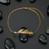 Goxijite Stainless Steel Initial Nameplate Charm Anklet