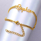 Beach Alphabet Anklets Women Plated Stainless Steel Adjustable Bracelet Bohemian