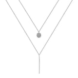 925 Silver Square Zircon Double Necklace Women Chain