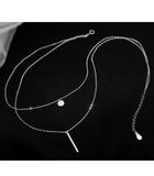 925 Silver Square Zircon Double Necklace Women Chain