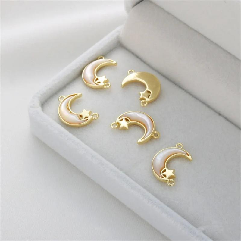 14K Shell Star Moon Double Circle Pendant DIY Bracelet Necklace Accessories