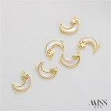 14K Shell Star Moon Double Circle Pendant DIY Bracelet Necklace Accessories