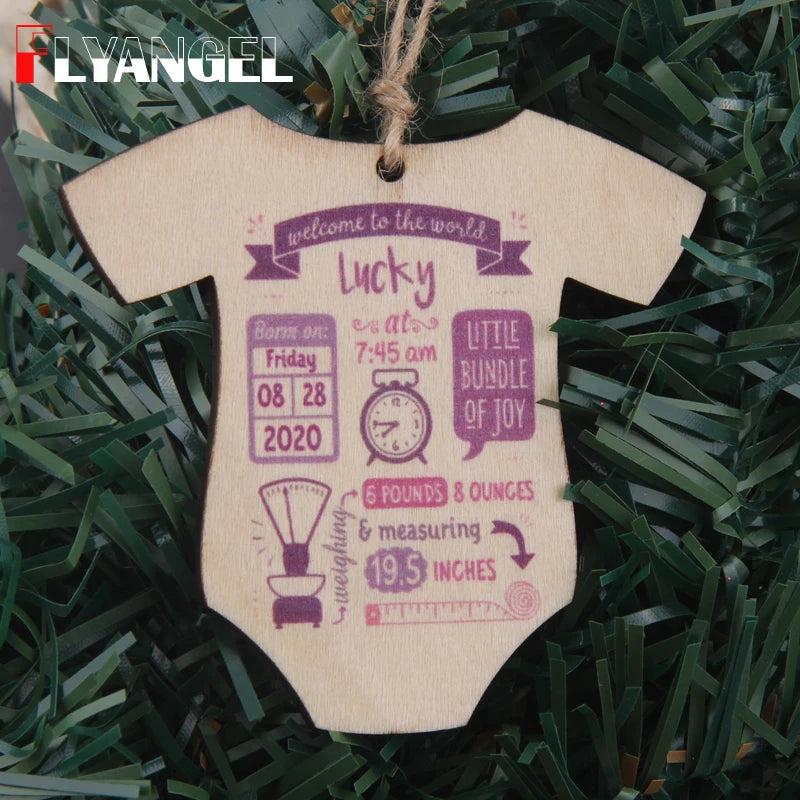 Personalized Baby First Christmas Ornament Wooden Engraved Baby Romper