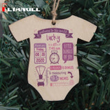Personalized Baby First Christmas Ornament Wooden Engraved Baby Romper