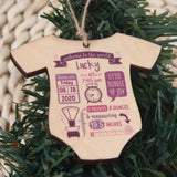 Personalized Baby First Christmas Ornament Wooden Engraved Baby Romper