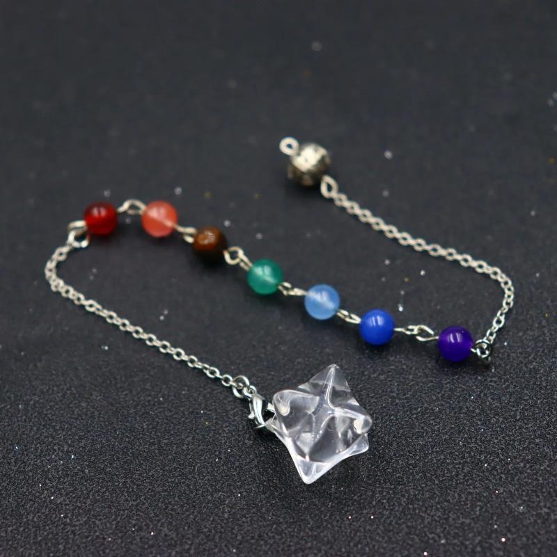 Mineral Crystal Merkaba Pendant Pendulum Yoga Chain 3D Hexagram For Women Men