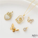 18K Gold-Plated Emerald Pendant with Micro-Set Diamond Zirconia