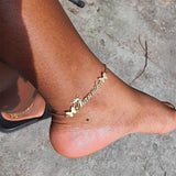 Custom Name Crown Anklet Stainless Steel