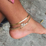 Custom Name Crown Anklet Stainless Steel