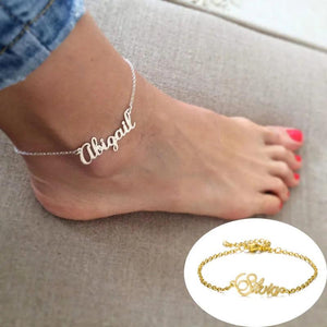 Personalized Stainless Steel Name Anklet, Customized Ankle Bracelet Gift