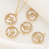 14K Pisces Shell Pendant with Micro-Set Zircon, DIY Jewelry Making