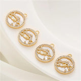 14K Pisces Shell Pendant with Micro-Set Zircon, DIY Jewelry Making