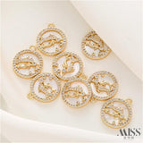 14K Pisces Shell Pendant with Micro-Set Zircon, DIY Jewelry Making
