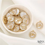 14K Pisces Shell Pendant with Micro-Set Zircon, DIY Jewelry Making