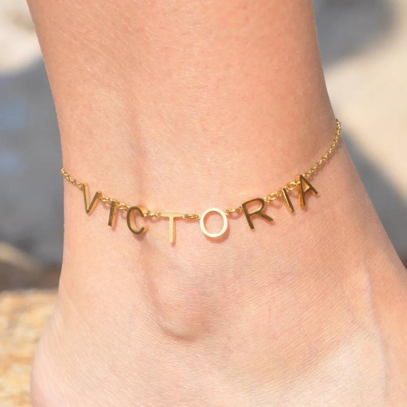 Personalized Letter Name Anklet Chain Stainless Steel Jewelry